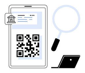 mobile banking and qr code authentication vector image