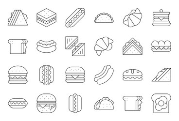 Sandwich & Food Icons Vector Image