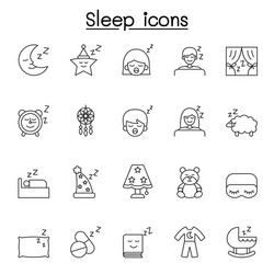 Sleep Icon Set - Thin Line Style vector image