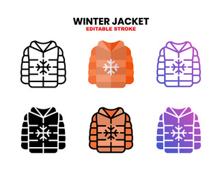 winter jacket icon set with different styles vector