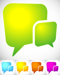 2 overlapping squarish speech talk bubbles vector