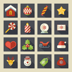 flat christmas icons for web and applications vector image