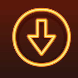 glowing golden icon down arrow vector