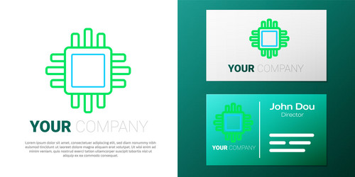 line computer processor with microcircuits cpu vector image