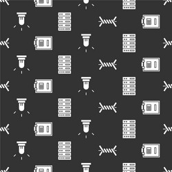 set barbed wire safe motion sensor and server vector image