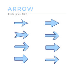 set color line outline icons of arrow vector