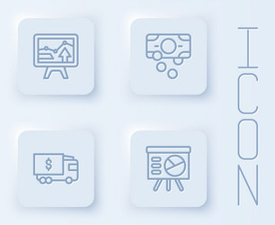 set line monitor with graph chart stacks paper vector image