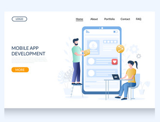 mobile app development website landing page vector