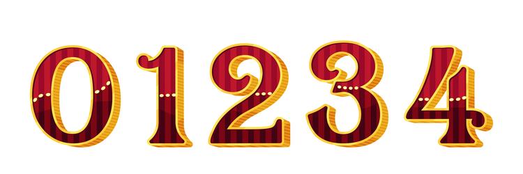 numbers and numerals in circus style with volume vector image