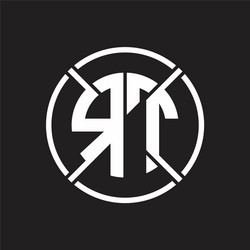 rt logo monogram with four part circle slash vector image