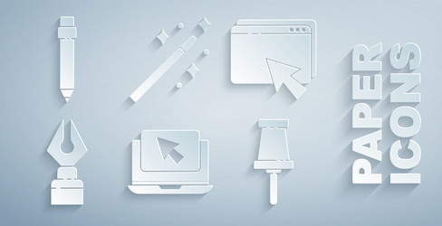 set laptop and cursor web design development vector image