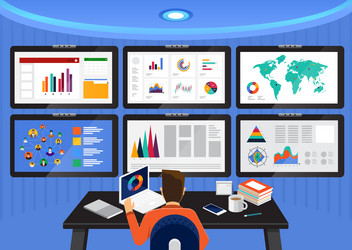 flat design concept data analysis visualize vector image