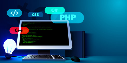 Futuristic Web Development Coding vector image