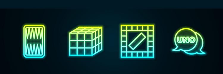 set line backgammon board rubik cube game vector image