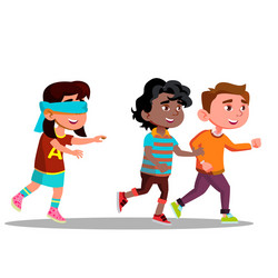 Children Playing Tag Game Vector Cartoon Art Stock Illustration