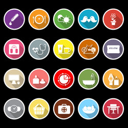 health behavior flat icons with long shadow vector