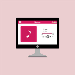 media player application app template with flat vector image