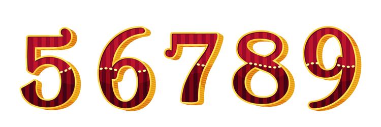 numbers and numerals in circus style with volume vector image