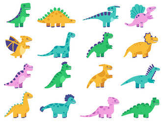 Cute dinosaurs hand drawn comic funny vector