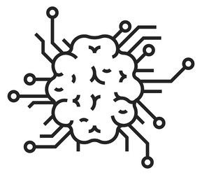 cyber neurology icon neural network linear symbol vector