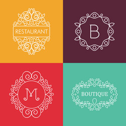 Floral Monogram Frame Set Vector Image