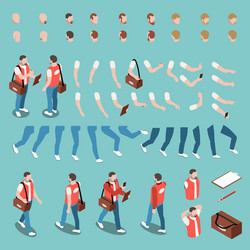 isometric character constructor set vector image