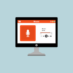 media player application app template with flat vector image