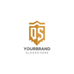 monogram qs logo with shield geometric shape vector image