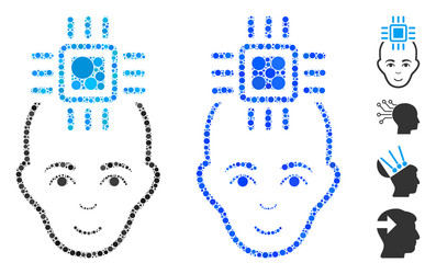 neural computer interface mosaic icon circle vector image