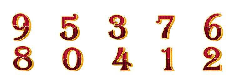 numbers and numerals in circus style with volume vector image