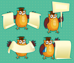 wise owls with blank sign copy space for own text vector image