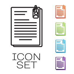 black line file document and paper clip icon vector image