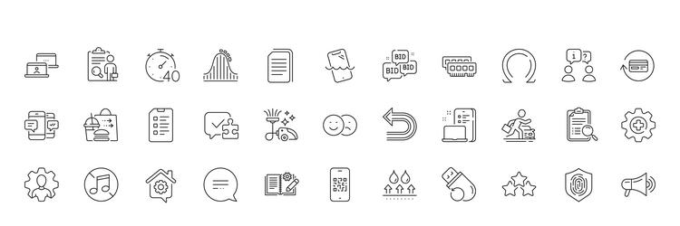 device timer and like line icons for web app vector image