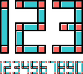 geometric font line digital effect design numbers vector image