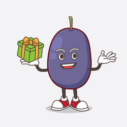 java plum cartoon mascot character with a box vector image