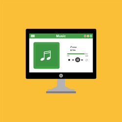 media player application app template with flat vector image