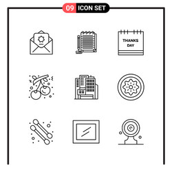 set 9 line style icons for web and mobile vector image