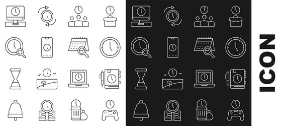 set line gamepad of time daily paper notepad vector image