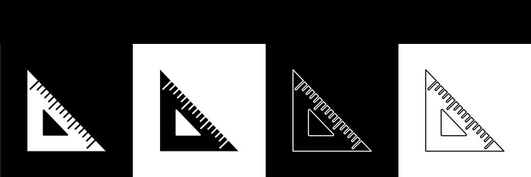 set triangular ruler icon isolated on black vector image