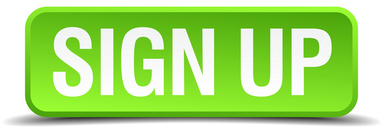 Sign up green 3d realistic square isolated button vector