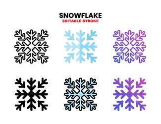 Snowflake icon set with different styles vector