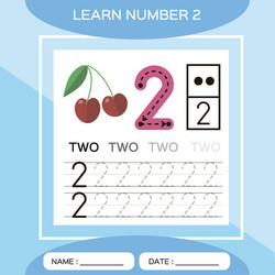 Learn number 2 two children educational game vector