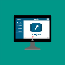 media player application app template with flat vector image