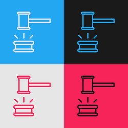pop art line judge gavel icon isolated on color vector image