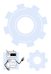 robot gesturing with gears in background vector image