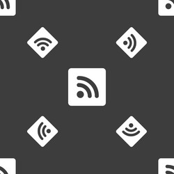 rss feed icon sign seamless pattern on a gray vector image