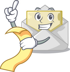 with menu open envelope on cartoon shape blank vector image