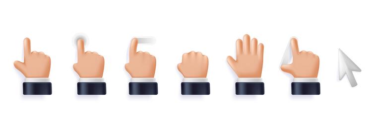 cursor 3d icons touch screen interface click tap vector image
