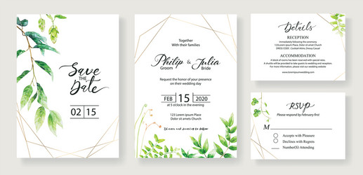 Elegant Olive Leaf Wedding RSVP Card Vector Image