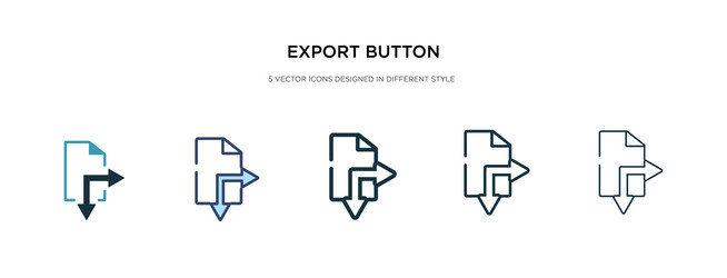 Export button icon in different style two vector